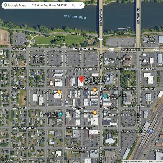 Map showing Miller Castleton & Flinn at 317 W 1st Ave #302, Albany, OR 97321
